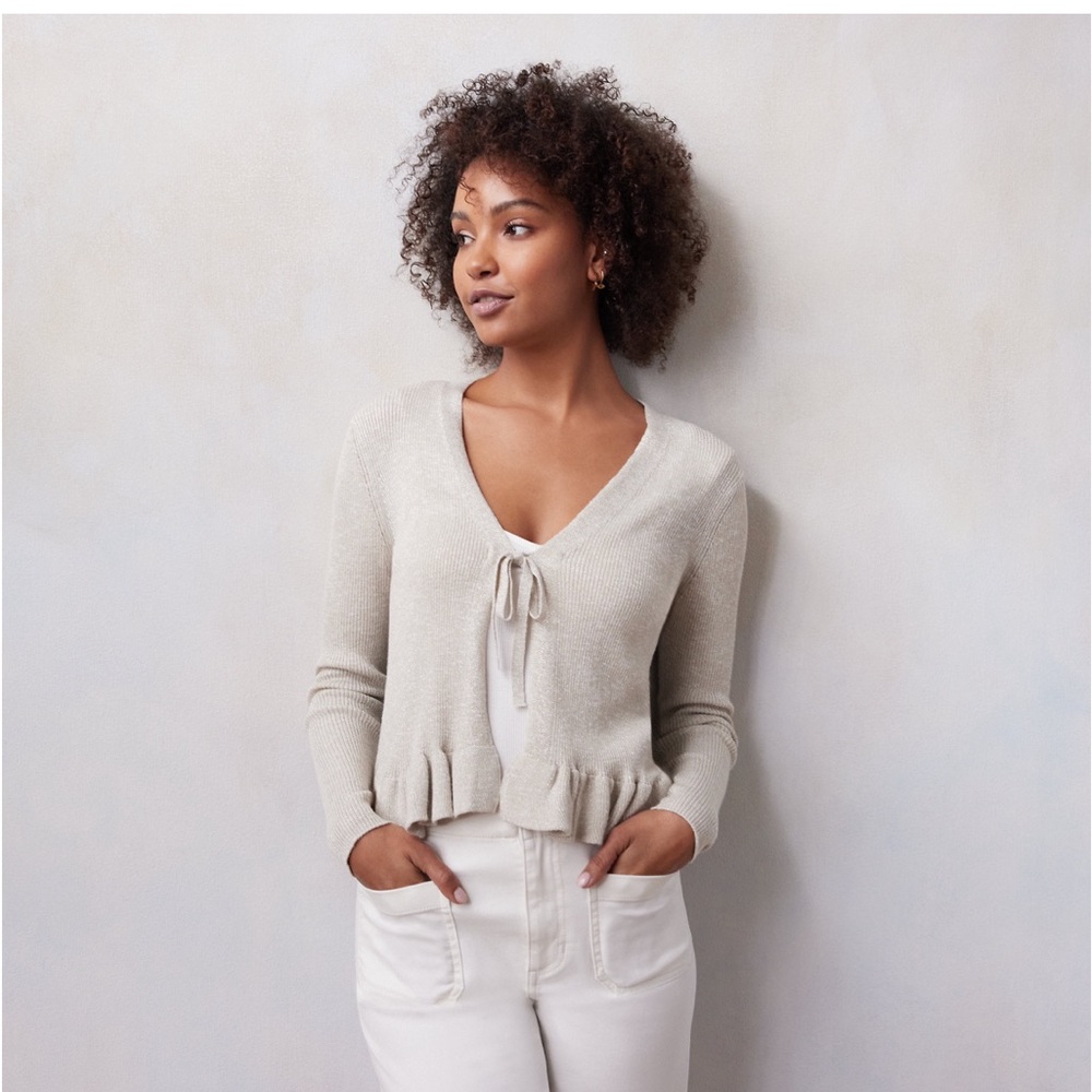 Women’s LC Lauren flounce cardigan sweater